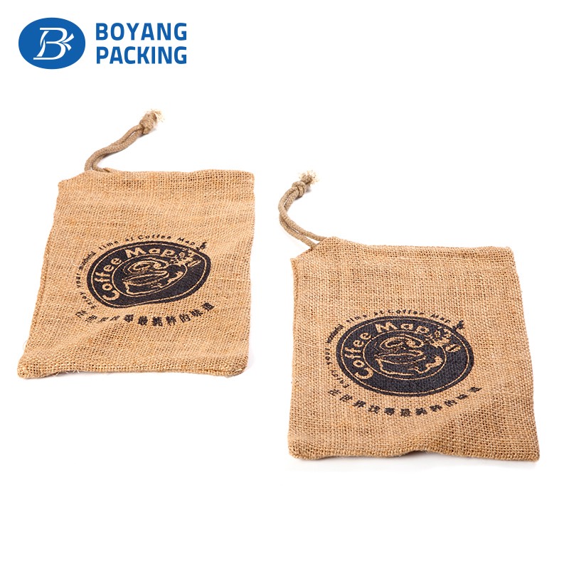 Customized jute drawstring bags for sale