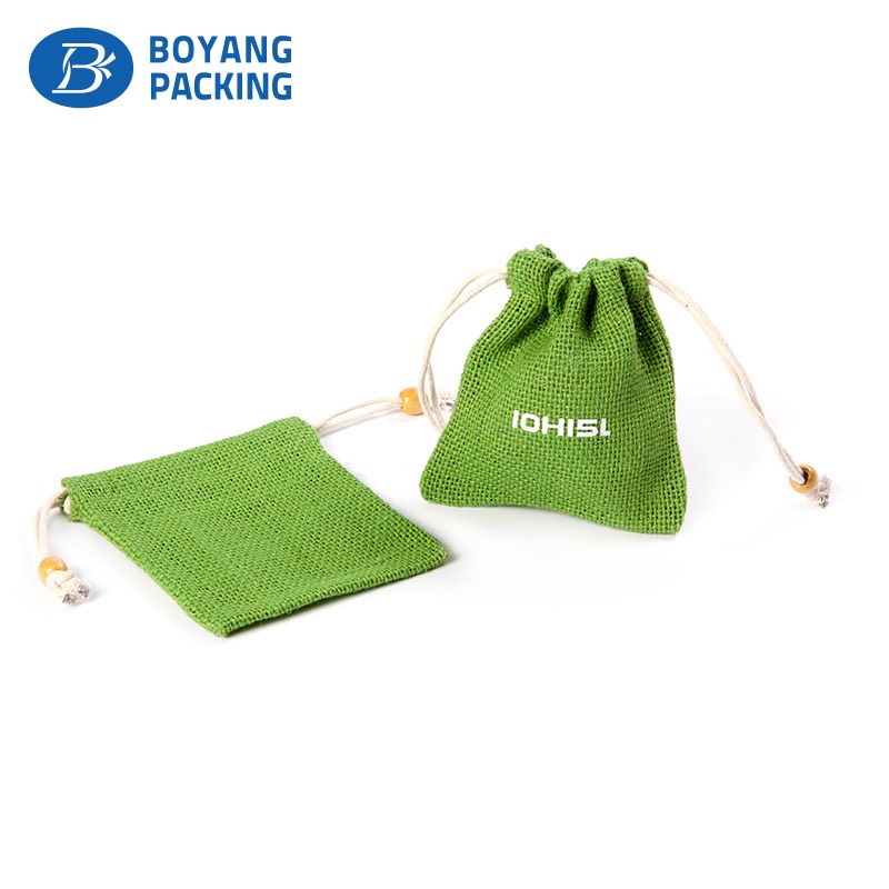 Customized color jute drawstring gift pouch