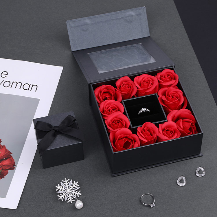 Wholesale Valentine's Day Ring Gift Box with Rose Flowers