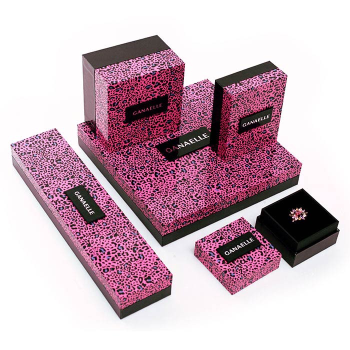 Custom quality jewellery box set, Pink leopard pattern