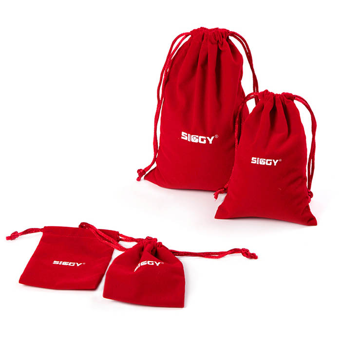 High quality logo customized red cotton drawstring bag