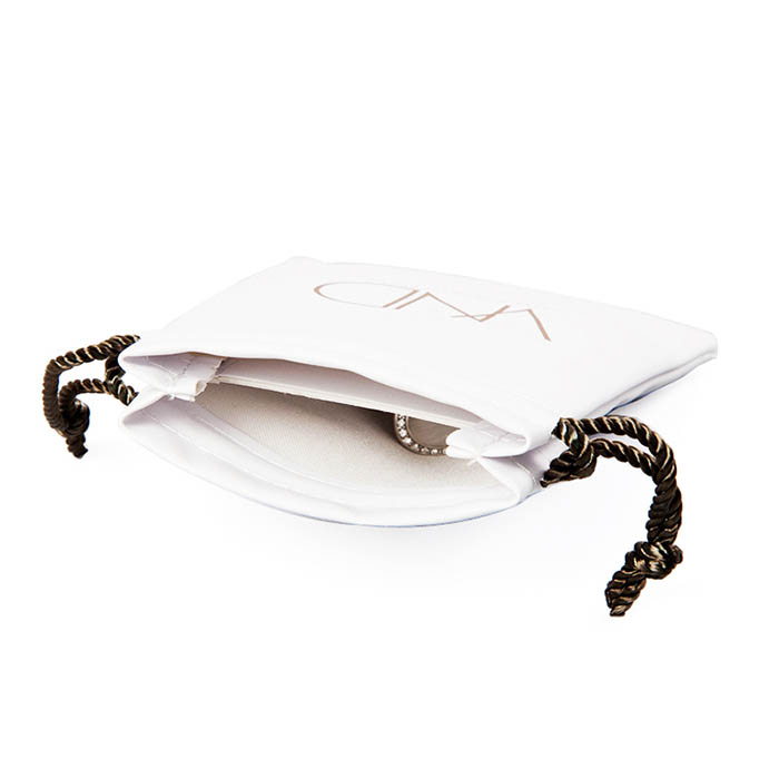 custom white jewelry pouch