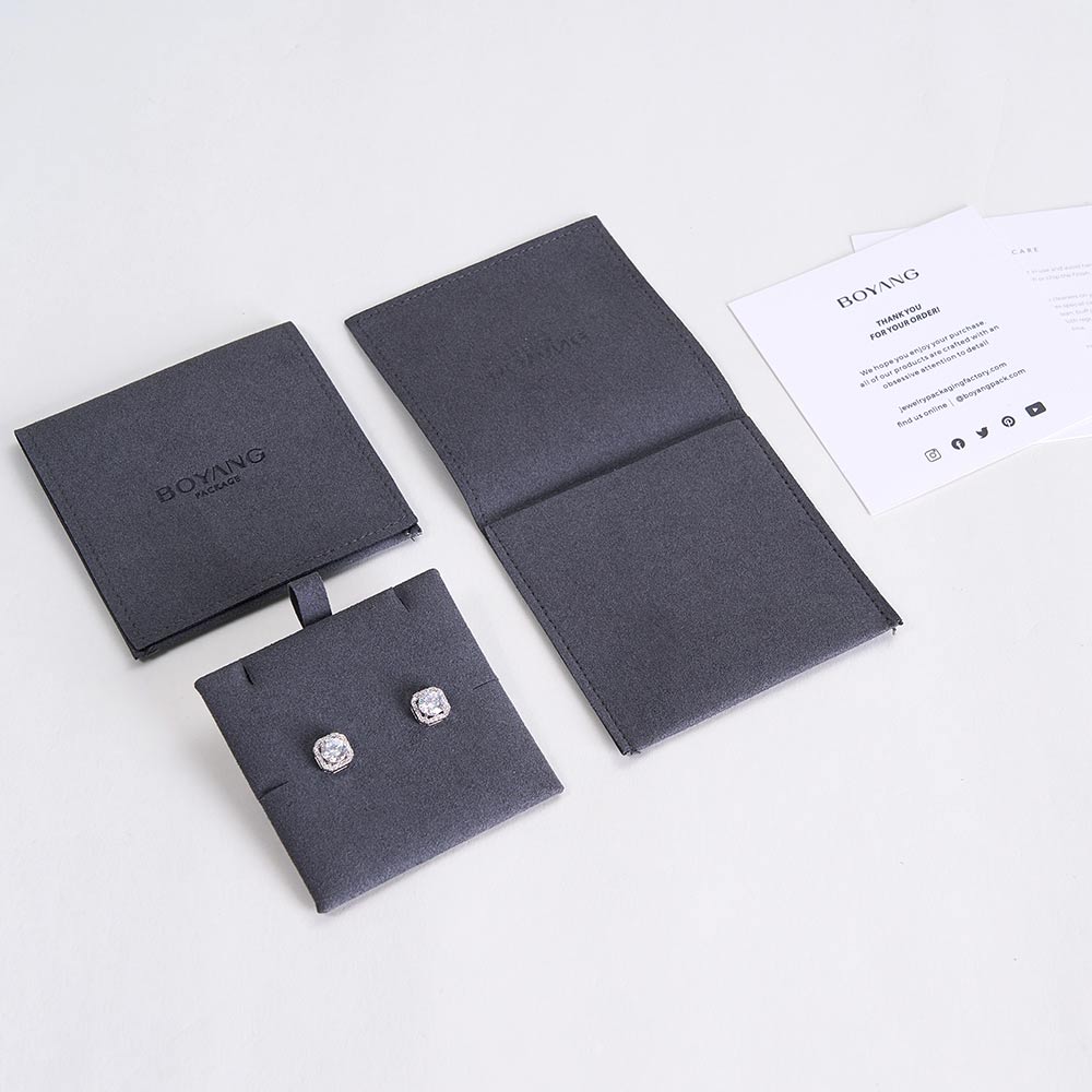 Gray logo custom microfiber pouch insert eco friendly microfiber jewelry bags
