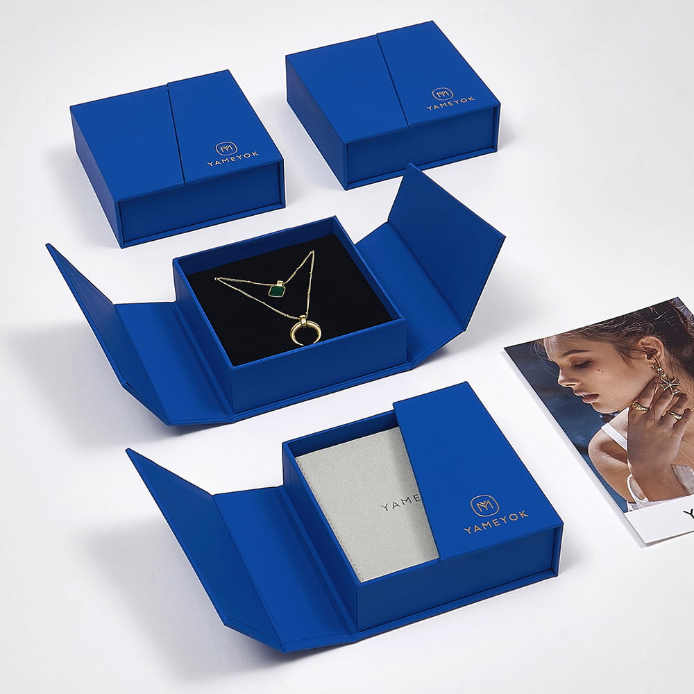 New Style Custom two open door luxury jewelry set packaging box with logo