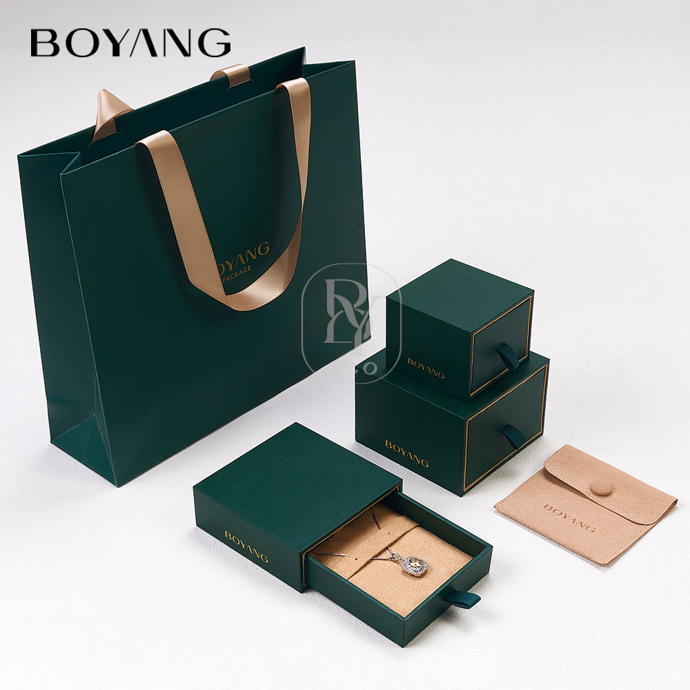 Boyang Custom Leather Drawer Luxury Jewelry Packaging Box