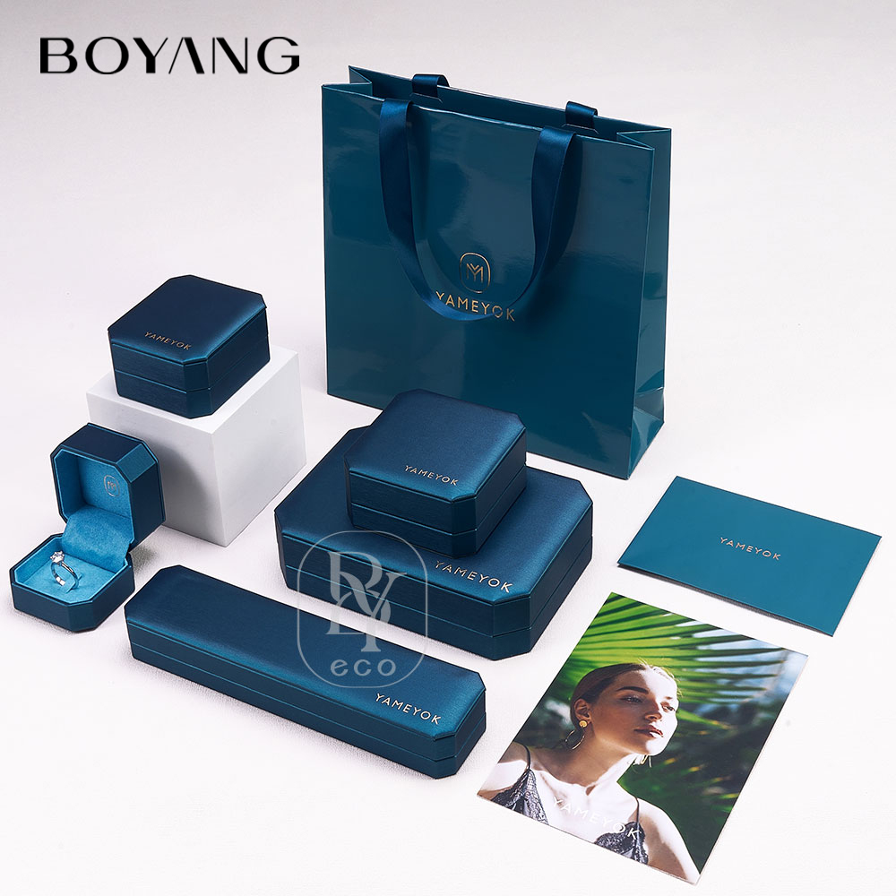 Boyang Custom Luxury Leather Earring Necklace Ring Bracelet Set Packaging Jewelry Box