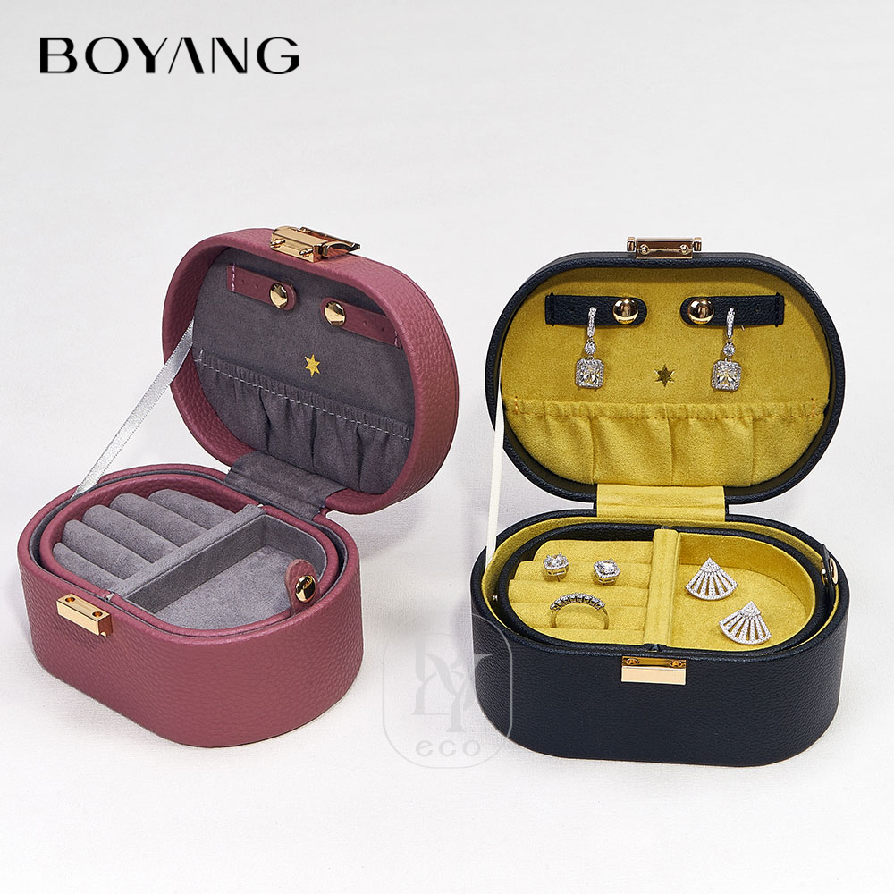Boyang Custom Logo PU Leather Portable Jewelry Storage Box