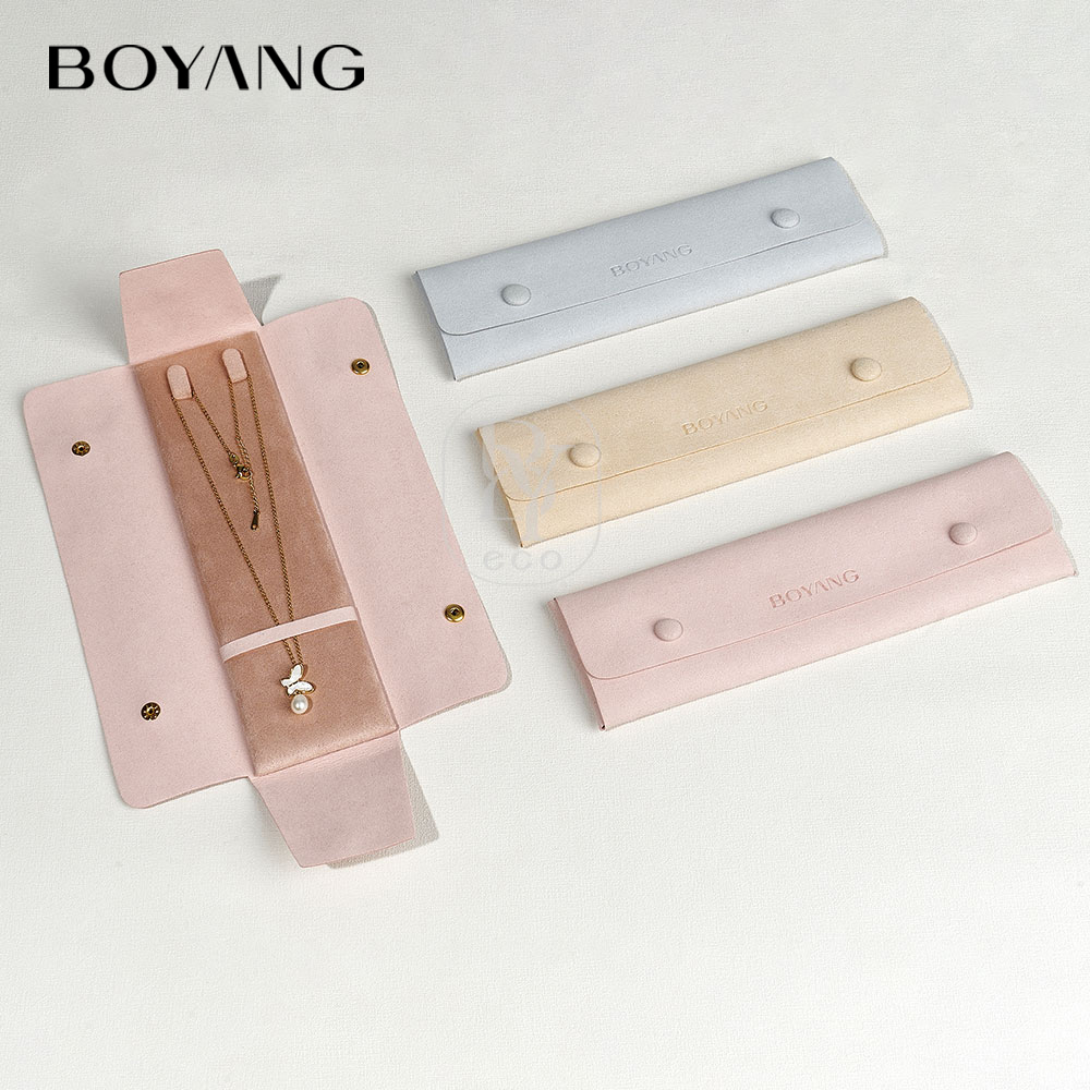 Boyang Custom Logo Luxury Microfiber Necklace Earring Ring Storage Bag Jewelry Organizer Pouch