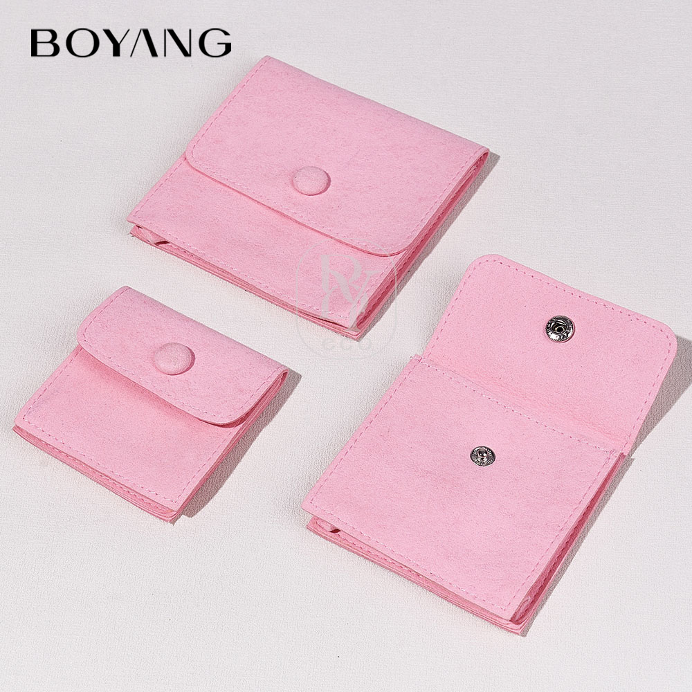 Boyang Custom Printed Small Snap Jewelry Gift Bag Multi-function Microfiber Jewelry Packaging Pouch