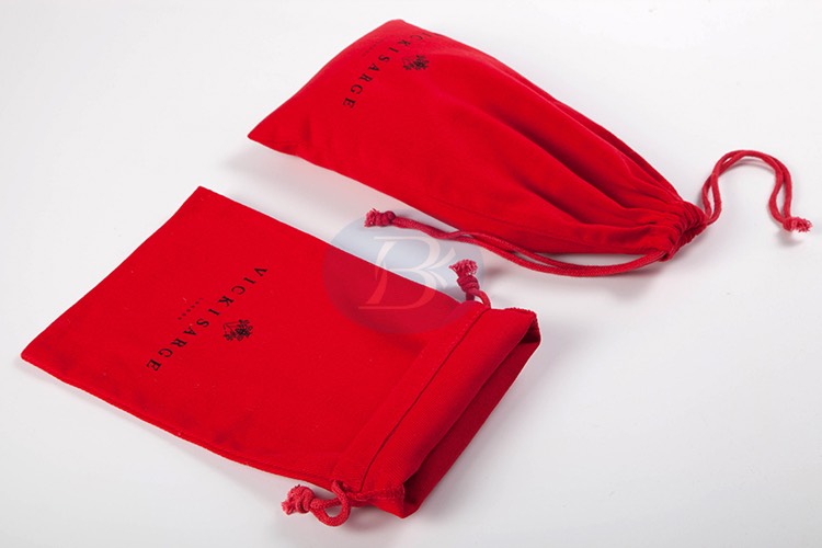 red cotton drawstring bag