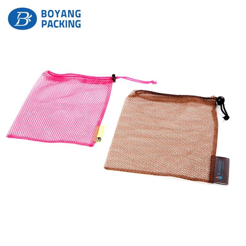 China packaging manufacturer mesh bags with fastener