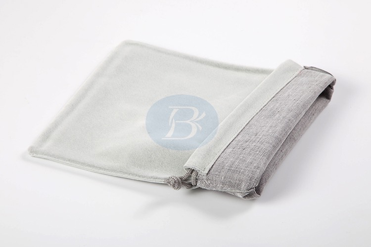 grey custom velvet pouch