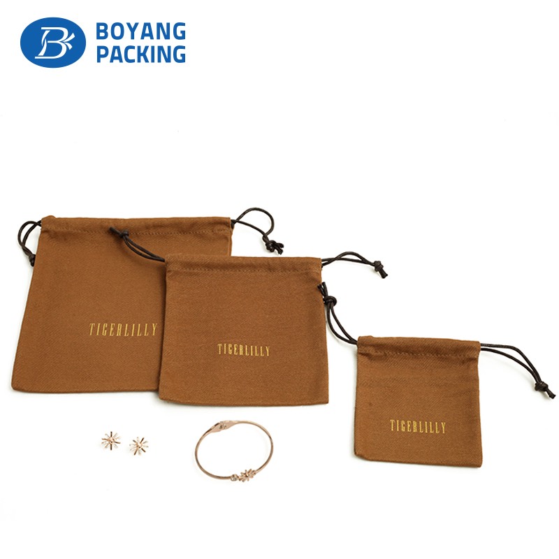 Wholesale customized drawstring cotton pouch for jewelry