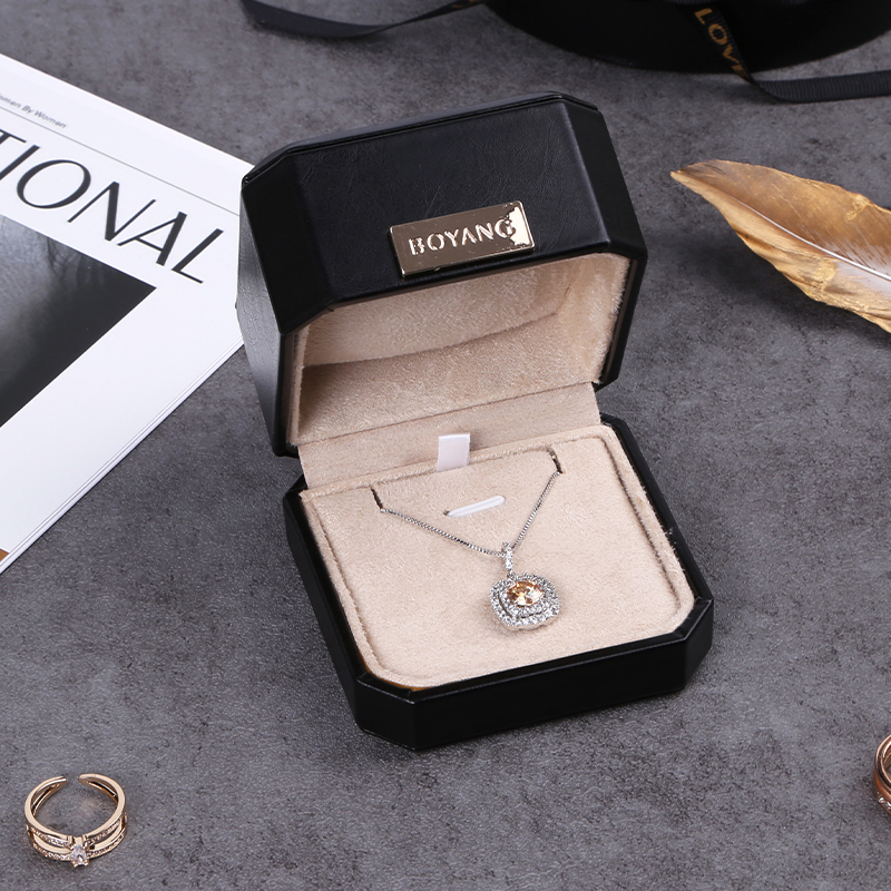 Factory Custom Logo Luxury New Design Gift Storage Packaging Pendant Matte Black Ring Chain Necklace Box