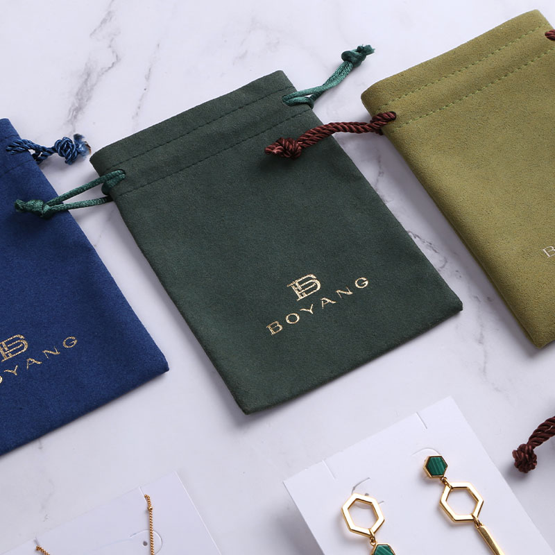 Factory High Quality Custom Logo Small Suede Jewellery Packaging Small Mini Jewelry Drawstring Pouch Bag