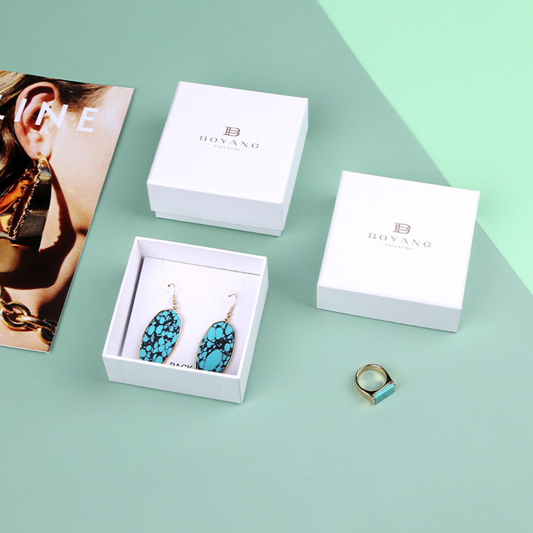 Eco friendly simple design white jewellry custom luxury earring box