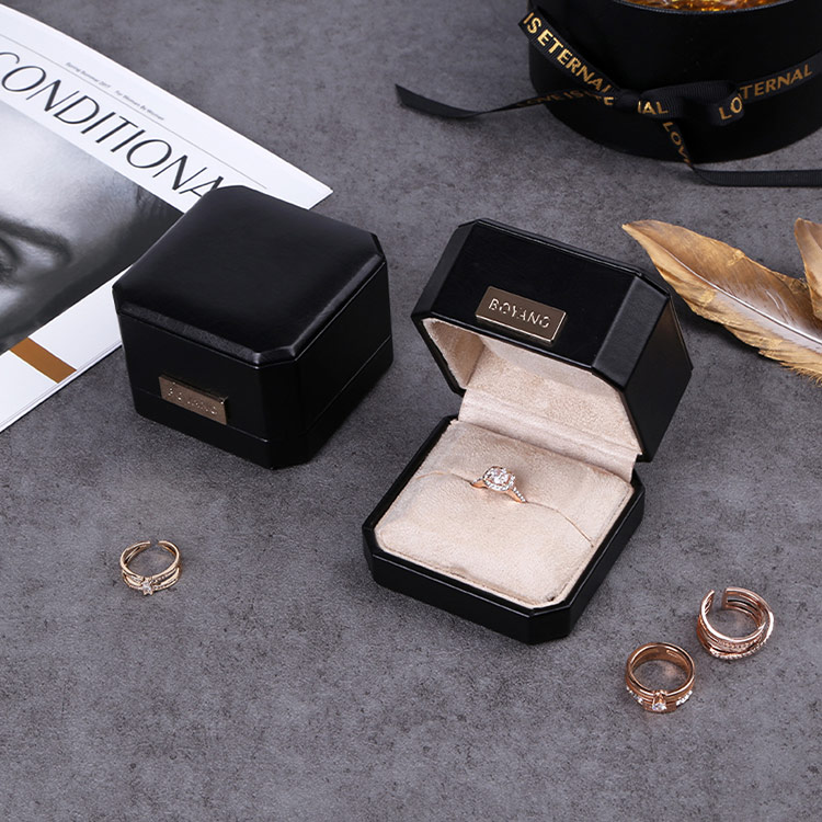 Romantic holiday black custom logo wedding ring gift box