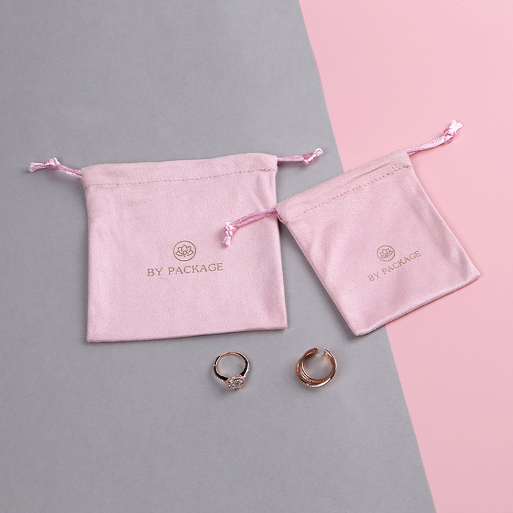 Logo custom velvet wedding ring bags drawstring jewelry pouch