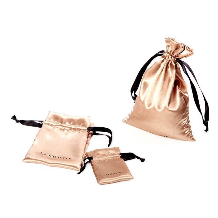Champagne high-grade custom satin jewelry bag
