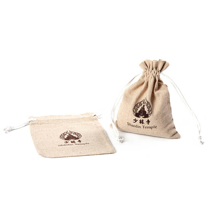 Customized logo small linen drawstring bag