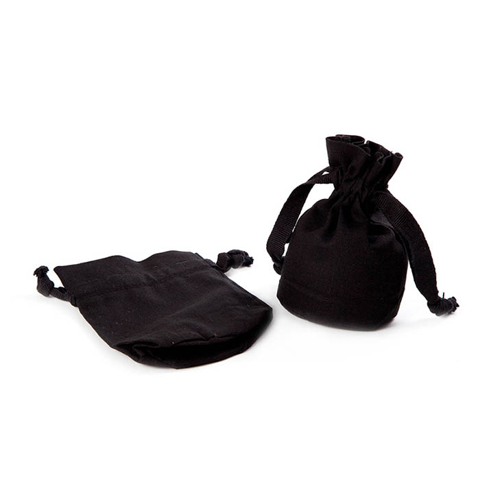 Factory wholesale cotton black fabric drawstring bag