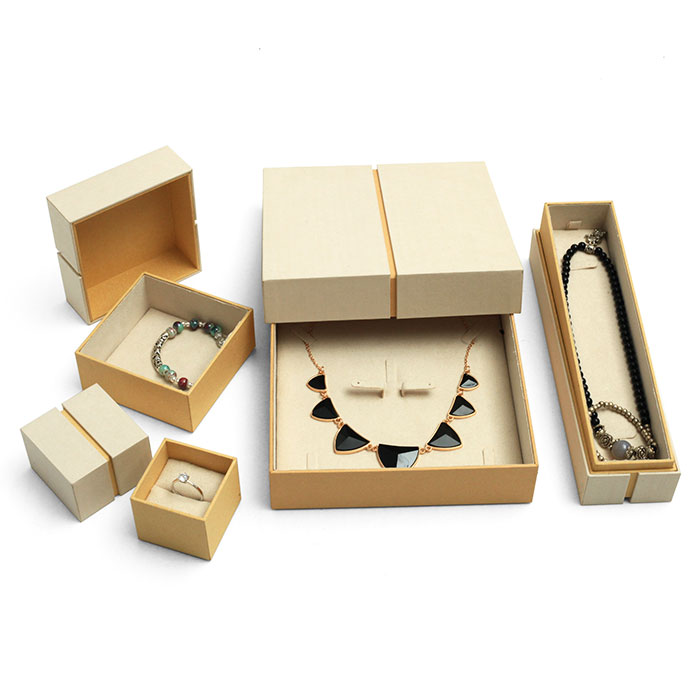 Custom elegant jewelry paper box with linen fabric