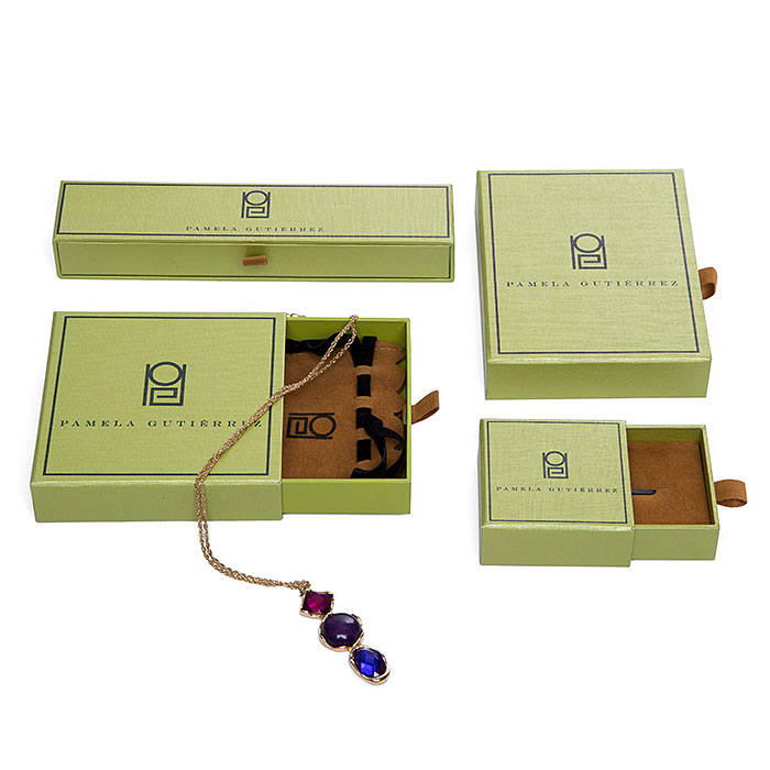 Green drawer type custom jewellry gift boxes