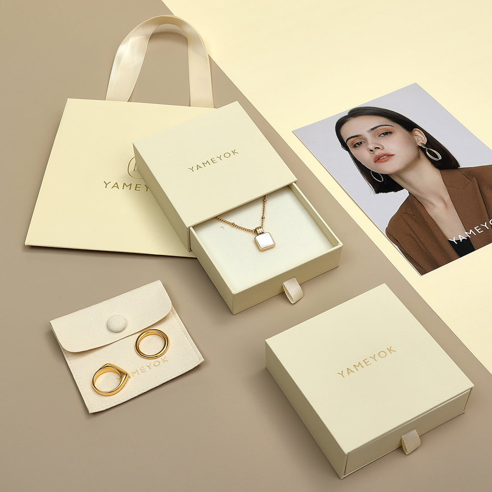 Custom logo jewelry packaging set, jewelry box, jewelry bag, paper bag, jewelry card