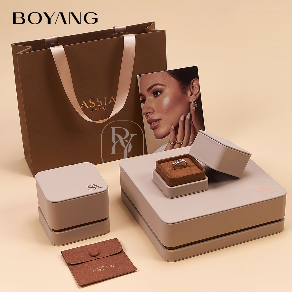 Boyang Custom Lid and Base Luxury Leather Jewelry Box Set