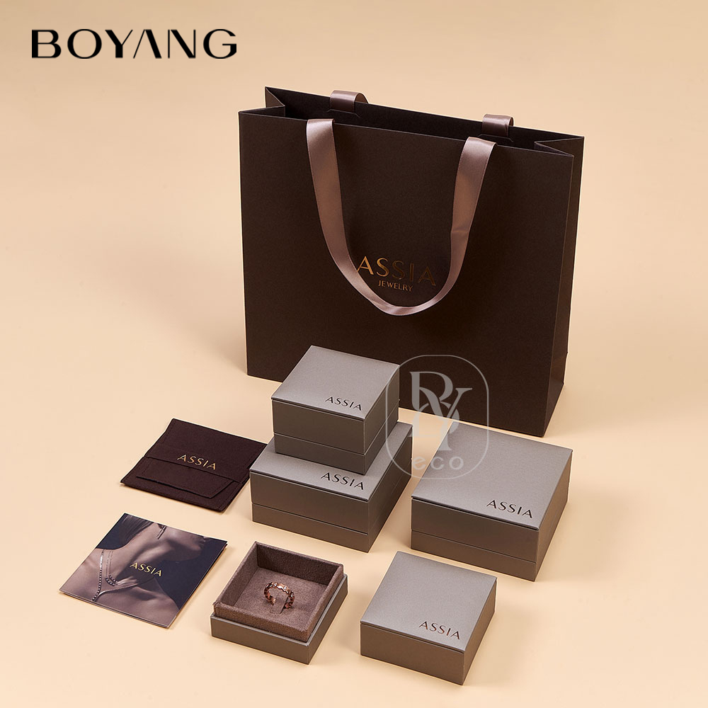Boyang Custom Luxury PU Leather Necklace Pendant Ring Packaging Jewelry Gift Box