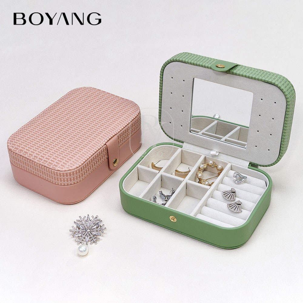 Boyang Custom Logo Pu Leather Portable Jewellery Organizer Box Travel for Women